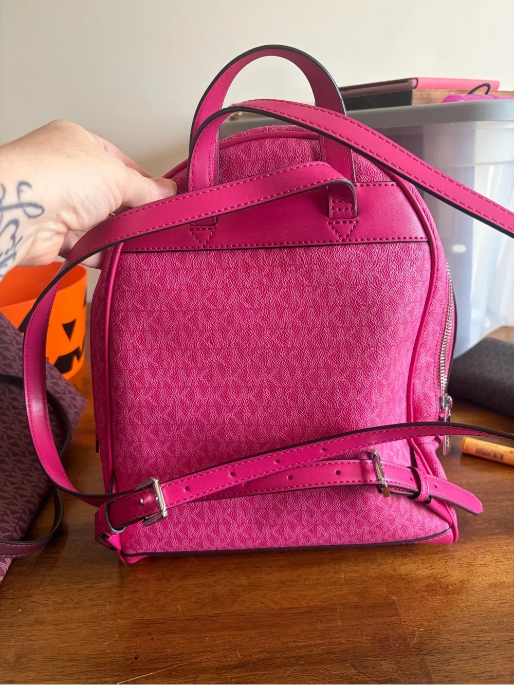 Michael Kors Bright Pink Tote with Neutral Interior